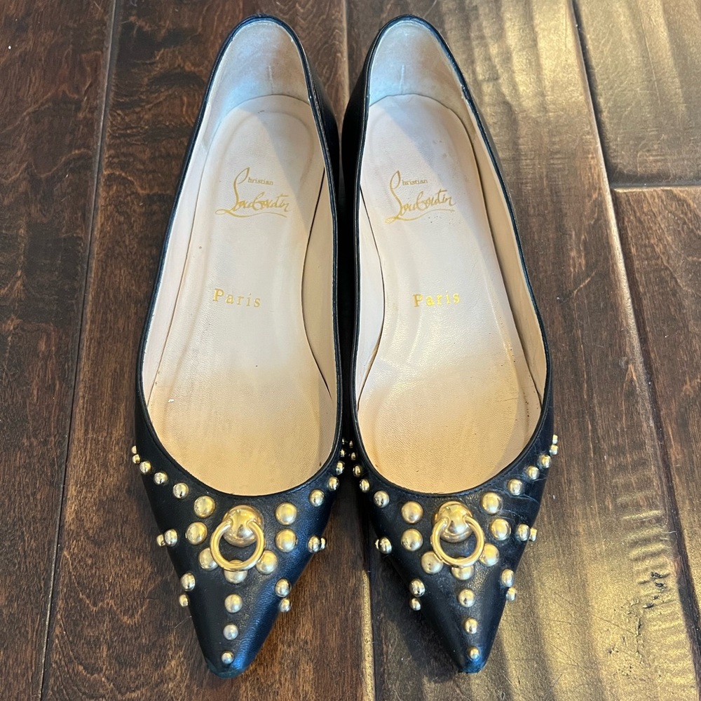 Christian Louboutin Gold Studded Flats 36
